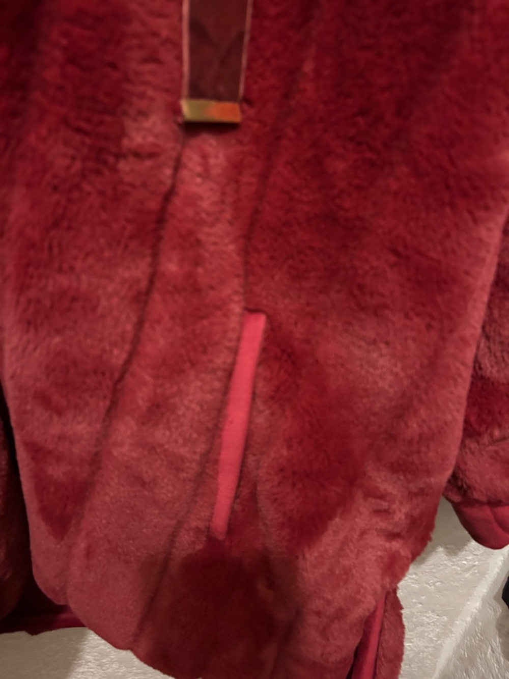 Soft Surroundings Plush Zip-Up Hoodie in Deep Red - Picture 5 of 7